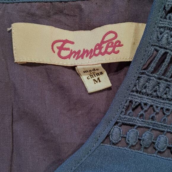 Emmelee Blue Crocheted Lace Panel Cap Sleeve Dress Size Medium - Picture 5 of 5